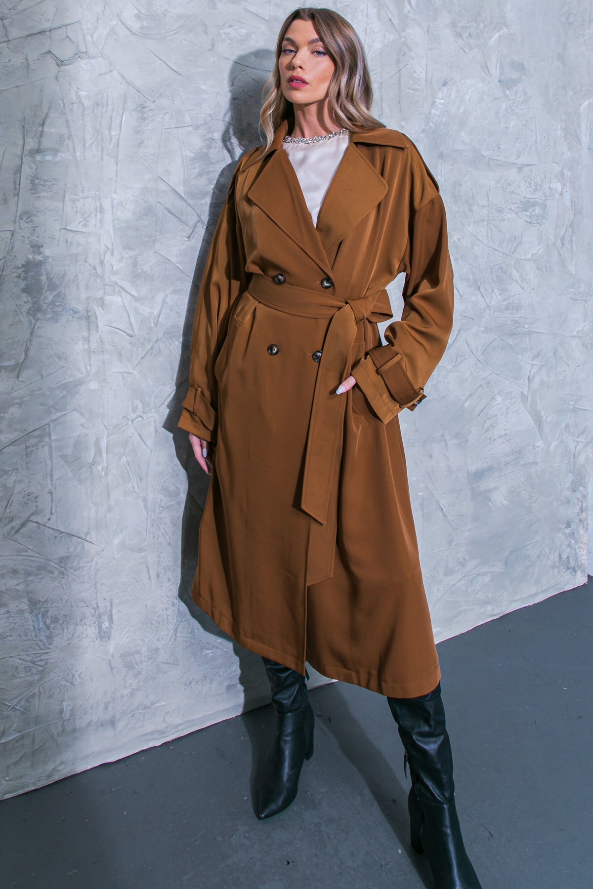 WOMEN ON THE MOON WOVEN TRENCH COAT Flying Tomato